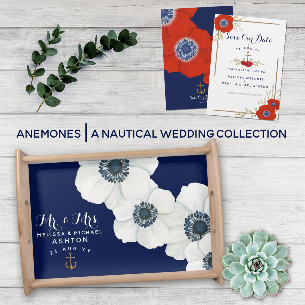 Watercolor Anemone Nautical Wedding Suite | www.NauticalBoutique.Co